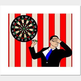 Dartboard Dart Player With Darts Arrows Posters and Art